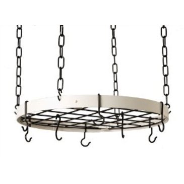 Rogar Round Hanging Pot Racks With Grid In Classic Black And White Rogar Round Hanging Pot Racks With Grid, Round Ceiling Pot Rack