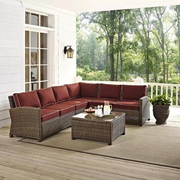 Crosley Furniture Crosley Bradenton 5Piece Outdoor Wicker Seating Set With Sangria Cushions
