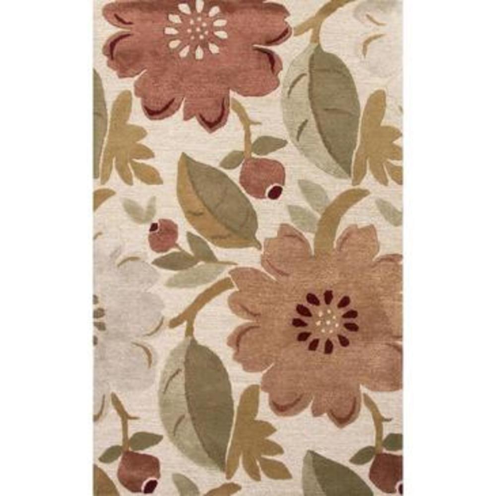 Jaipur Blue Bouquet Rectangular Rug In Coconut Shell And Rio Red 9 foot X 12 foot