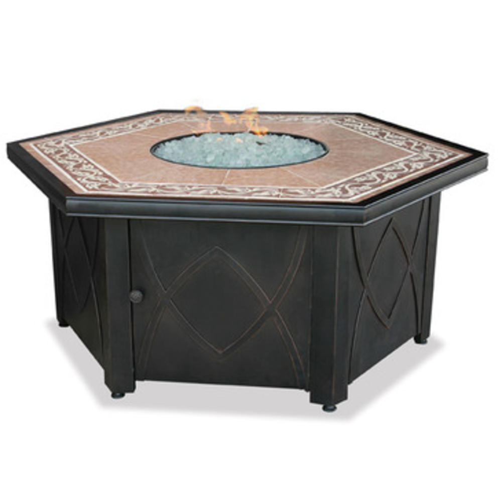 UniFlame GAD1380SP Lp Gas Outdoor Firebowl with Decorative Tile Mantel