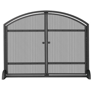 UniFlame S-1066 Single Panel Black Screen with Doors And Rivets
