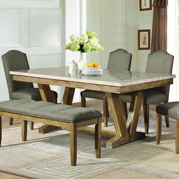 Homelegance Jemez Rectangular Faux Marble Top Dining Table In