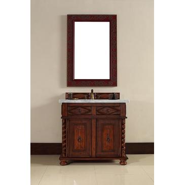 James Martin Continental 36" Single Vanity Cabinet In Burnished Cherry Wood Top