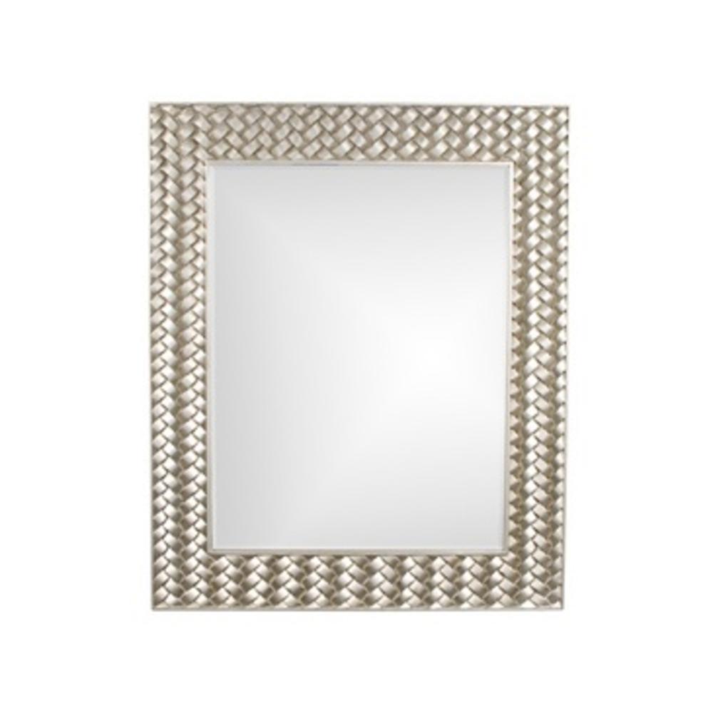 Howard Elliott 60151 Cabrera Bright Silver Leaf w/ Basket Weave Accents Mirror