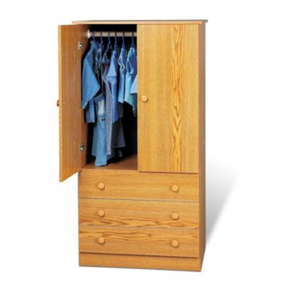 Prepac Oak Edenvale 30 Inch 3-Drawer Junior Wardrobe