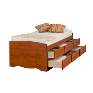 Prepac Cherry Twin 6-Drawers Tall Platform Storage Bed