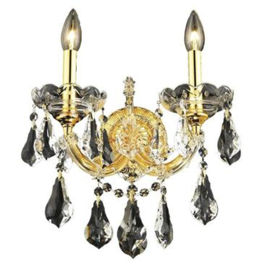 Elegant Lighting Maria Theresa 2 light Gold Wall Sconce Clear Royal Cut Crystal
