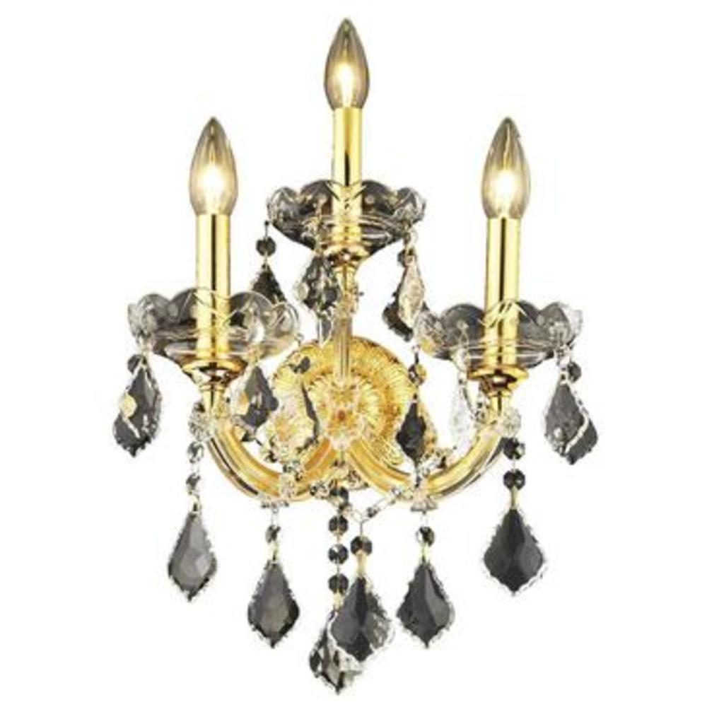Elegant Lighting Maria Theresa 3 light Gold Wall Sconce Clear Spectra Swarovski Crystal