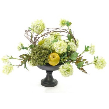 Fosters Point Vase With Snowball, Apples, Seed Pod