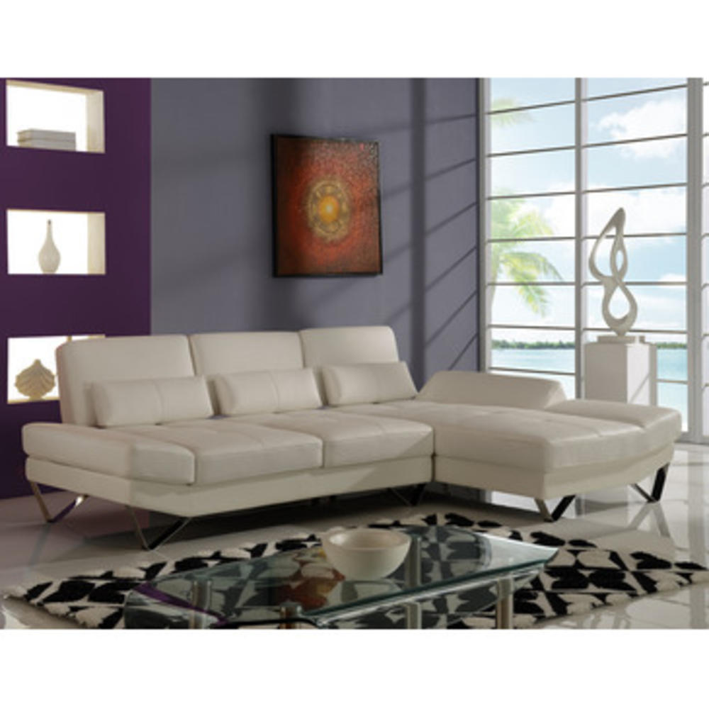 Global Furniture Global U1350-WH-SEC Sectional in White Leather