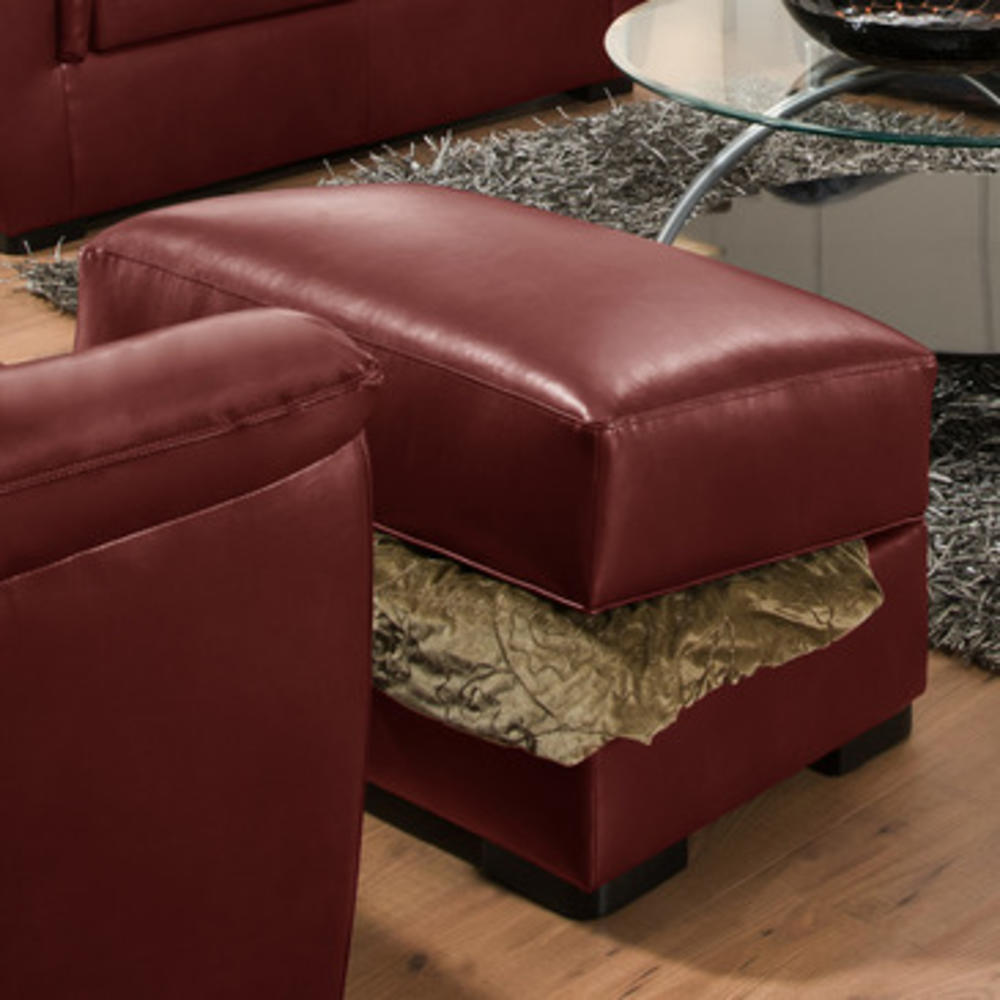 Global Furniture Global U6541 Storage Ottoman in Crimson Leather