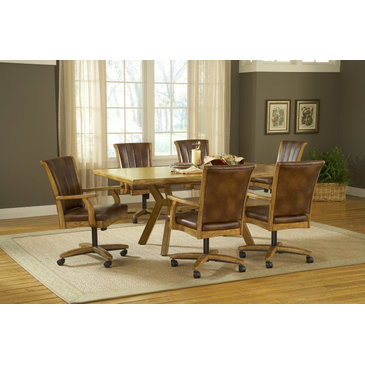 Hilale Grand Bay 7 Piece Rectangle, Oak Dining Room Chairs With Casters