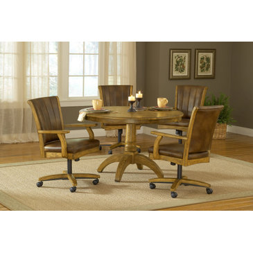 Round Dining Room Set W Caster Chairs, Oak Dining Room Chairs With Casters