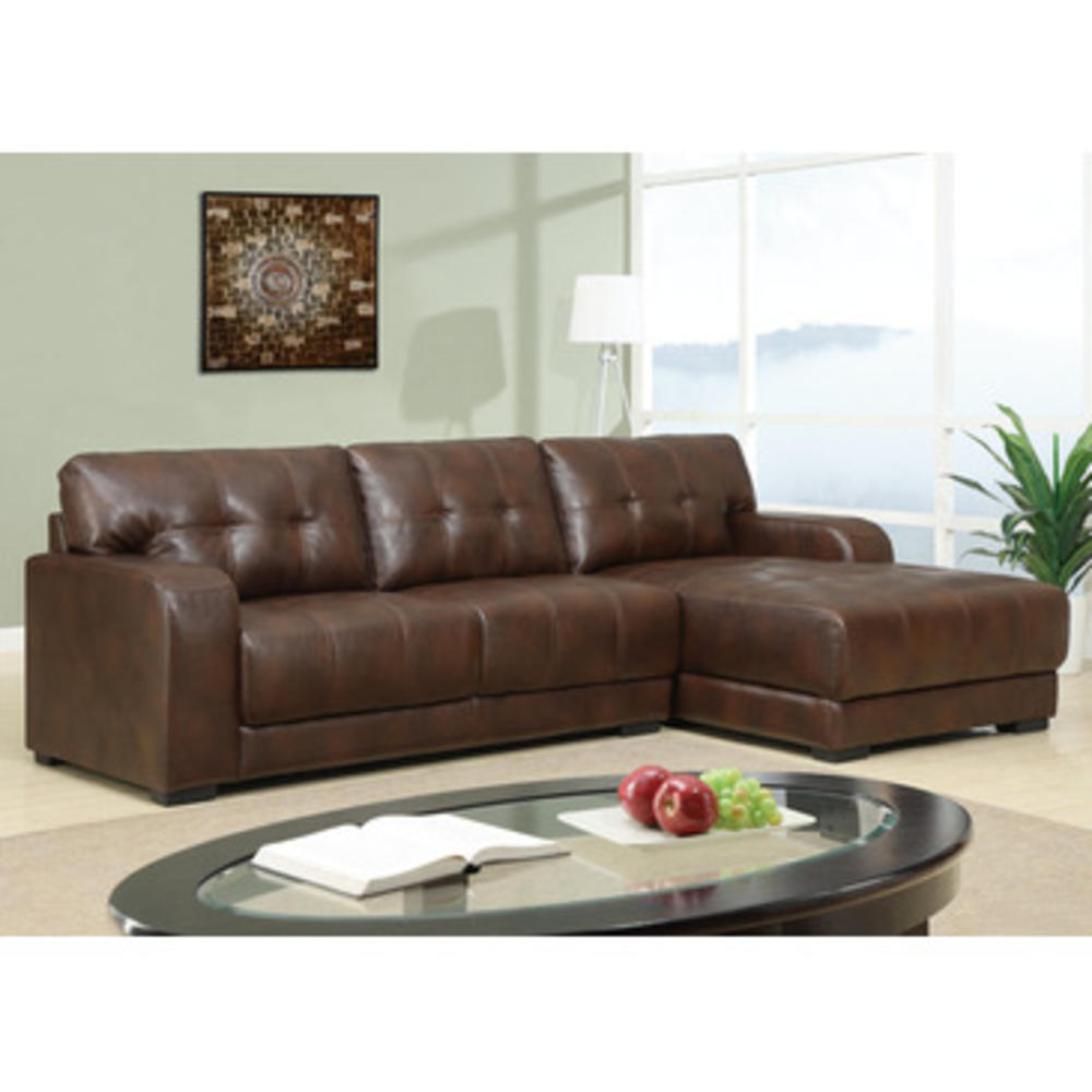 Global Furniture Global USA 11927 2 Piece Bonded Leather Sectional Sofa in Brown