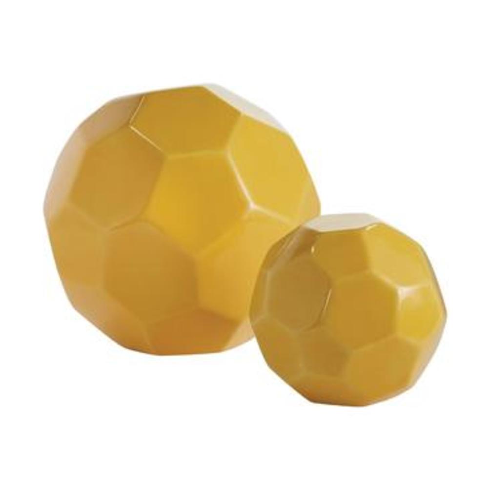 Lazy Susan Golden Yellow Faceted Spheres