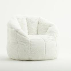 Comfort Research Big Joe Milano Bean Bag Chair, Ivory Shag Fur, Soft Faux Fur, 2.5 feet
