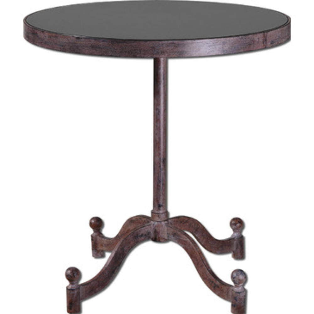UtterMost Edyson Round Glass Accent Table w/ Iron Frame