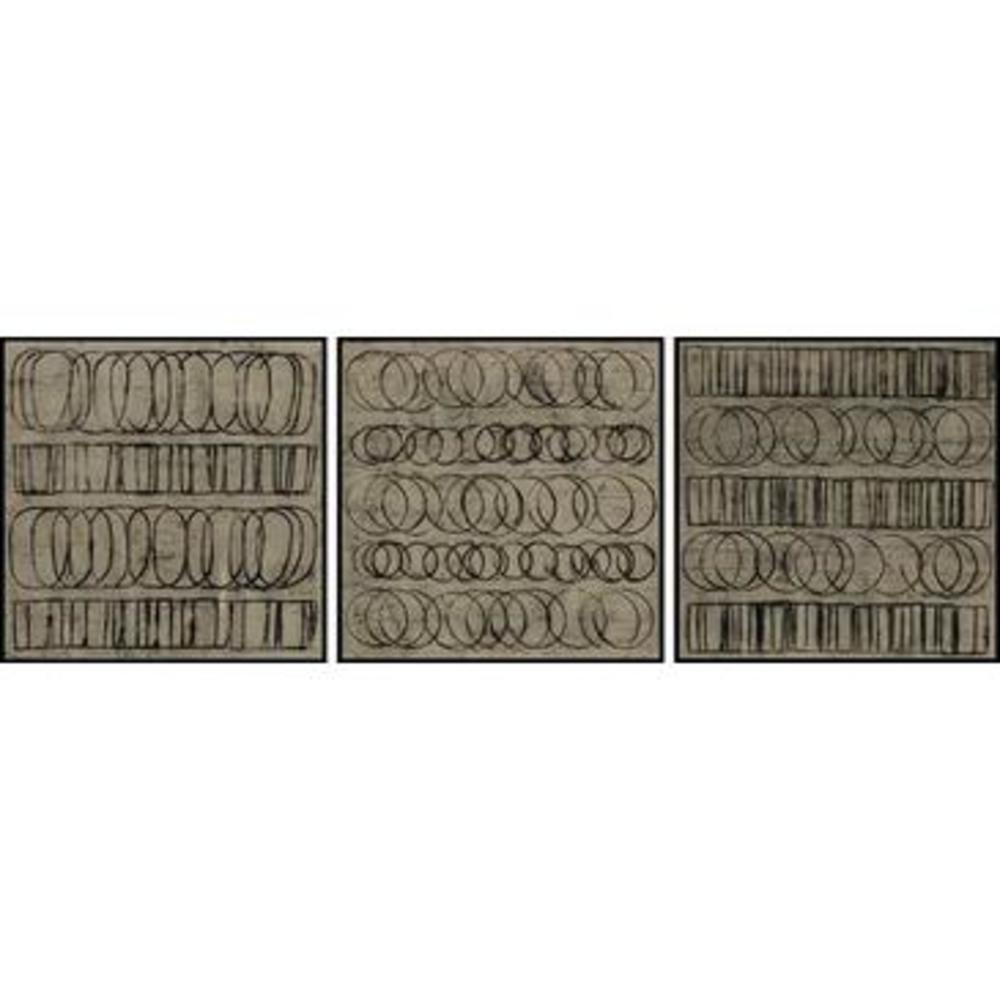 Marmont Hill Linked Shapes Triptych Painting Print On Wrapped Canvas With Floater Frame 144x48