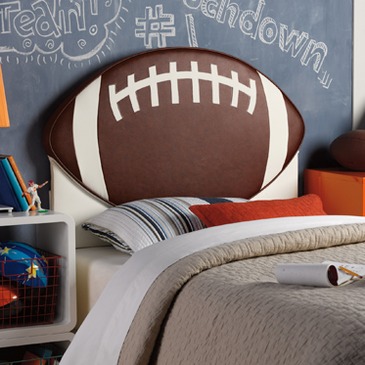 Powell Upholstered Football Twin Headboard, Full Size Football Headboard Dimensions
