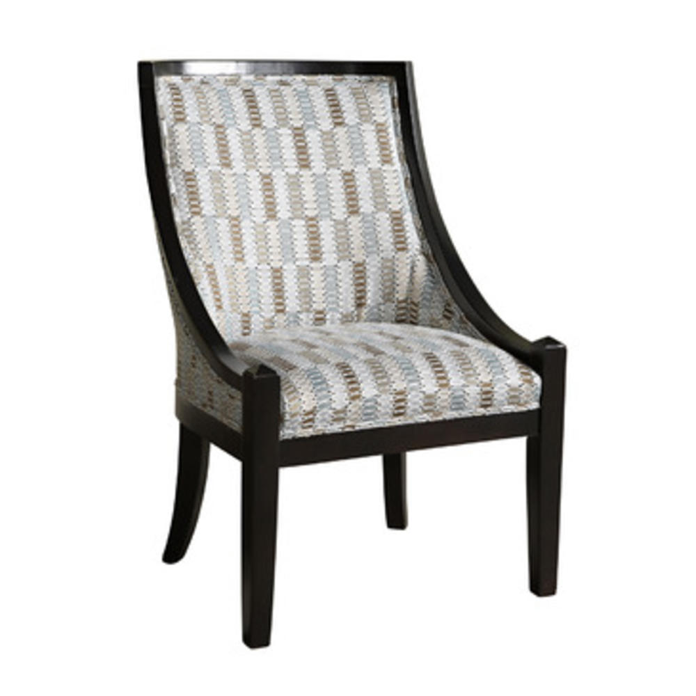 Powell Brown & Blue Patterned High Back Accent Chair