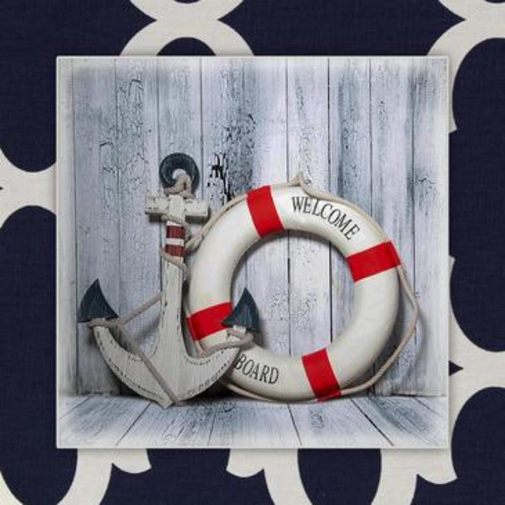 Obvious Place Art Cadet Blue Anchor 18x18 Canvas Wrapped Art