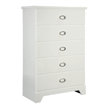 Standard Furniture Meridian 5 Drawer Chest W Shiny White Top
