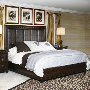 American Drew Bob Mackie Croc Platform Bed In Dark Brown Queen