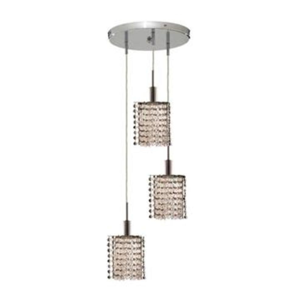 Lighting By Pecaso Wiatt Collection Hanging Fixture Round Canopy D9in H12in-48in Star Pendant Lt:3 Chrome Finish Swarovski