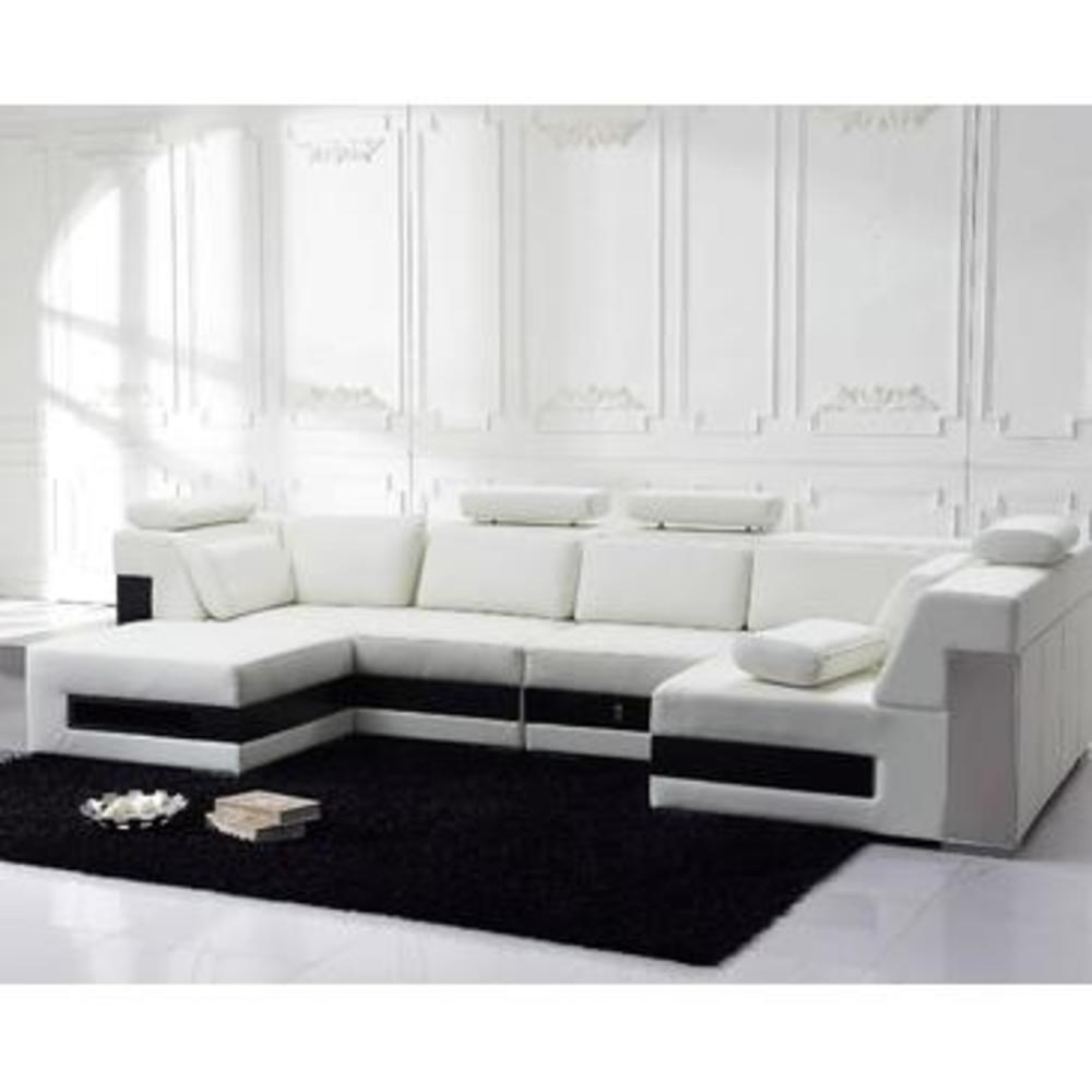 TOSH Furniture Modern Leather Sectional Sofa with Drawers