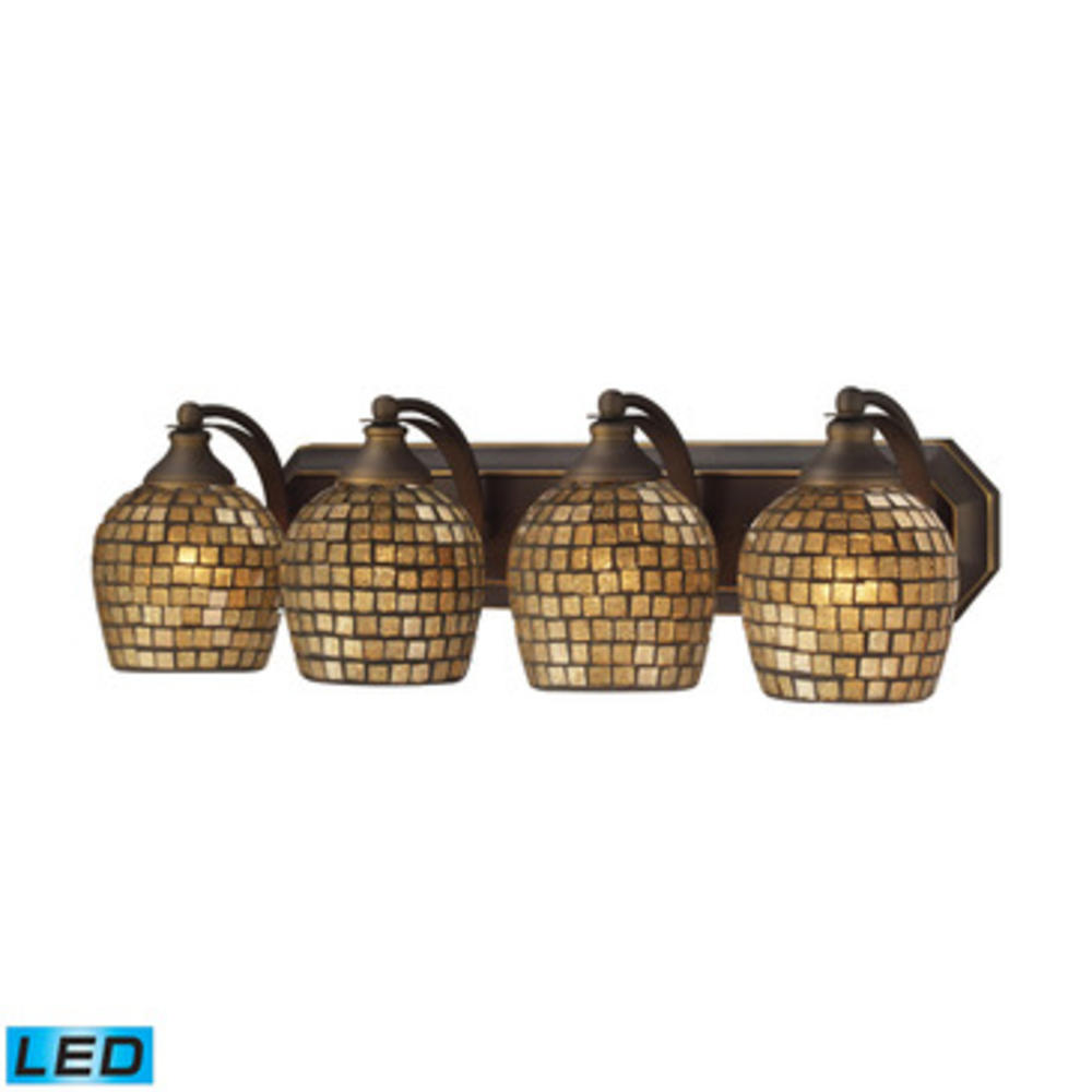 Elk Lighting, Inc. Vanity 4 Light Vanity in Aged Bronze & Gold Mosaic Glass
