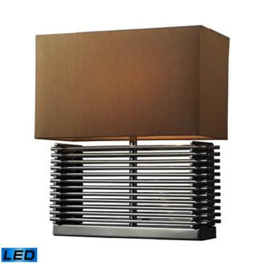 Dimond Andros Slatted LED Table Lamp In Chrome With Light Beige Shade