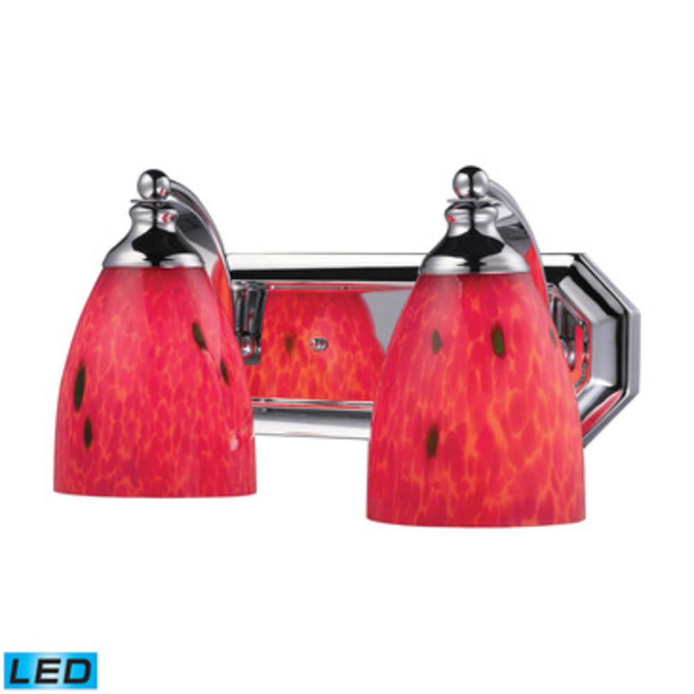 Elk Lighting, Inc. Vanity 2 Light Vanity in Polished Chrome & Fire Red Glass