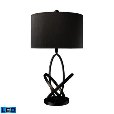 Dimond Kinetic LED Table Lamp In Black Nickel With Grey Faux Silk Shade