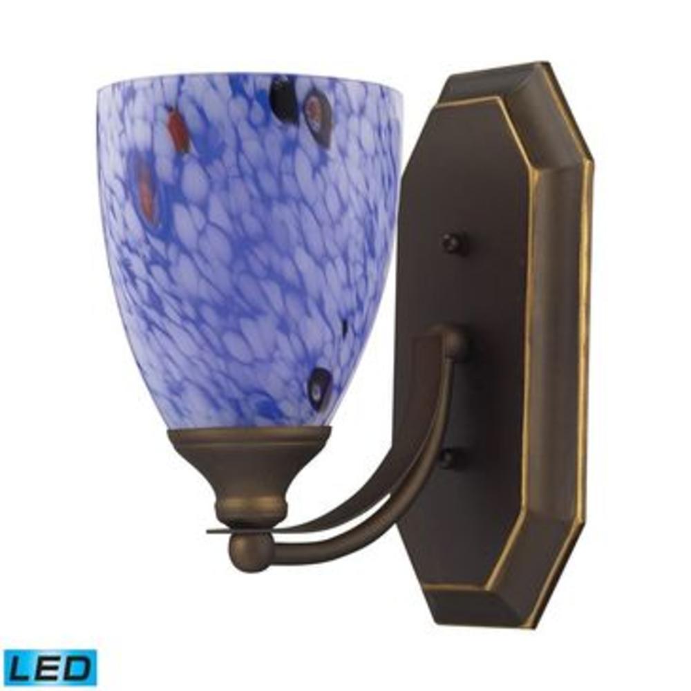 Elk Lighting, Inc. Vanity 1 Light Vanity in Aged Bronze & Starburst Blue Glass