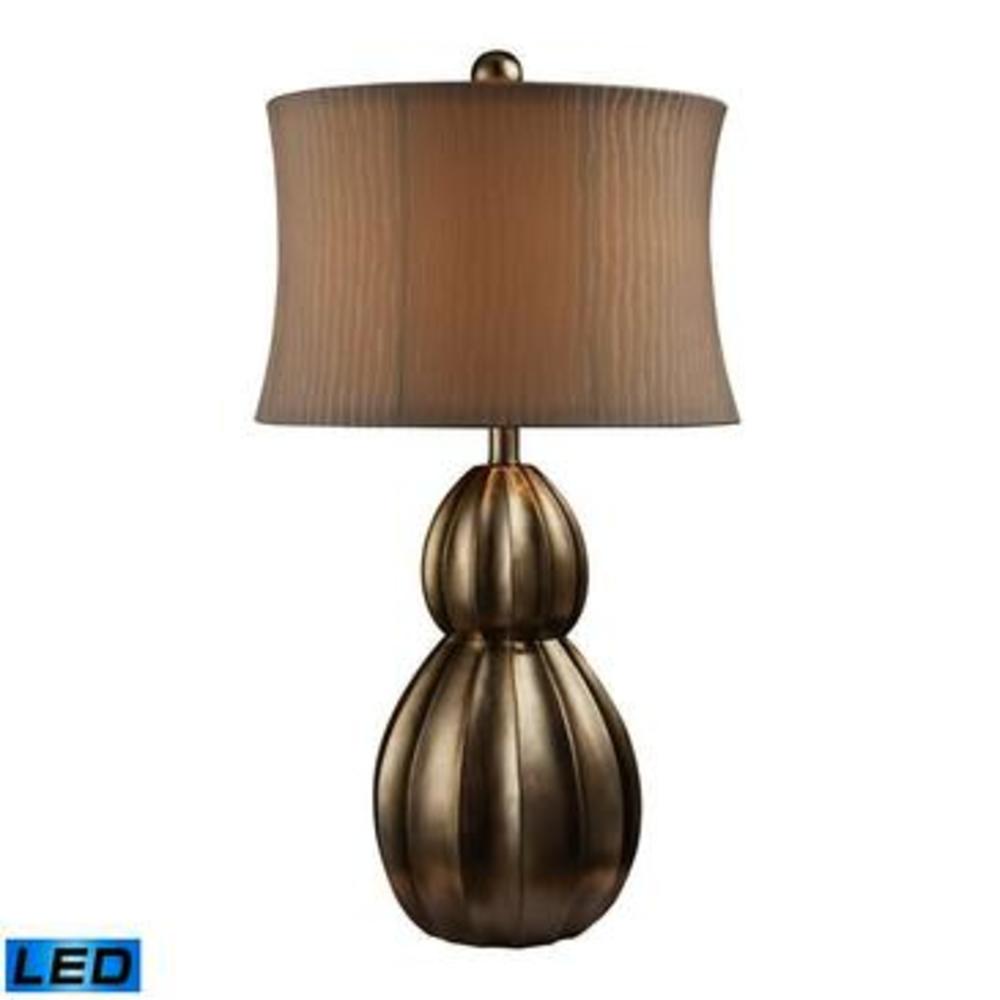 Dimond Marion LED Table Lamp In Antique Silver Leaf With Nanty White Shade