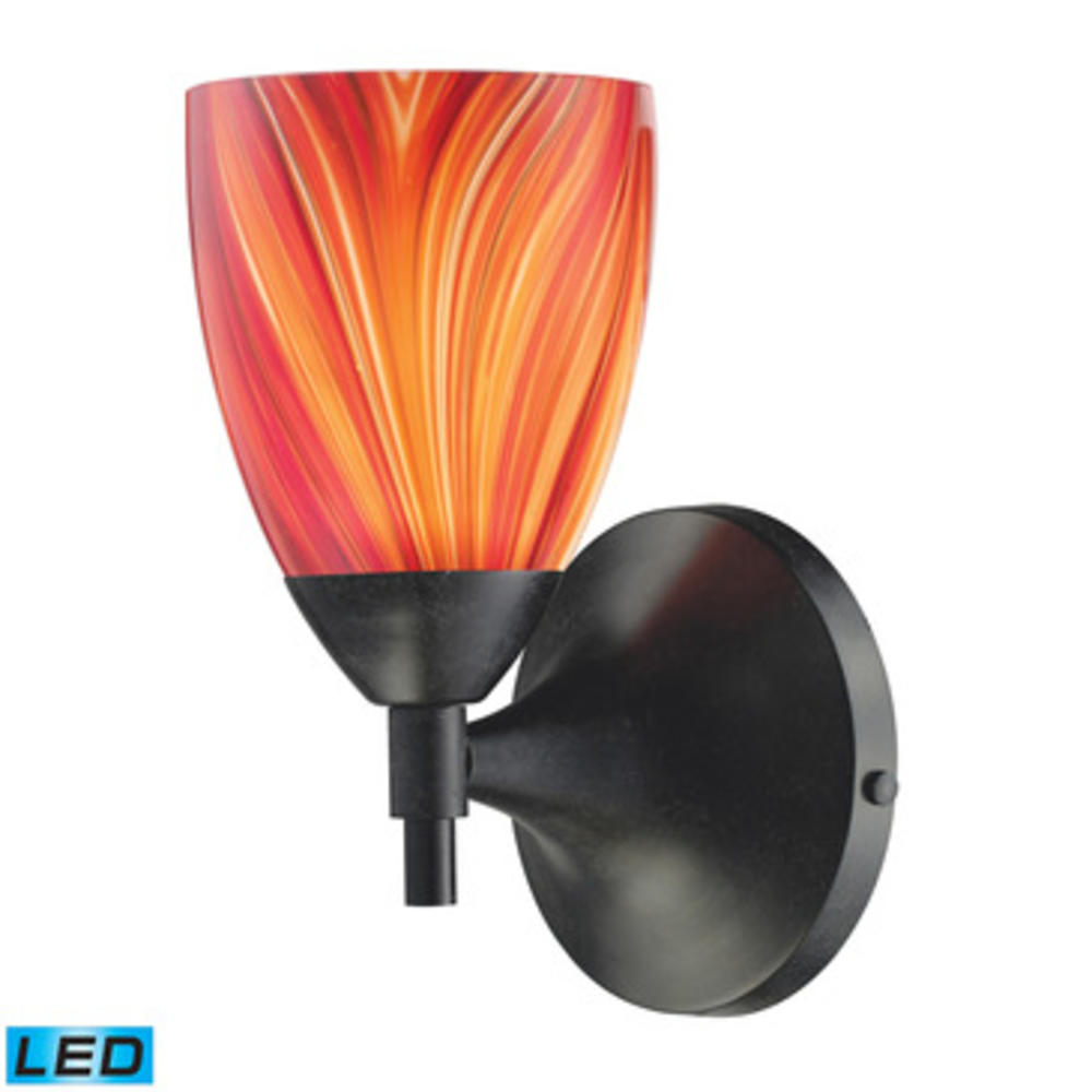 Elk Lighting, Inc. Celina 1-Light Sconce in Dark Rust & Multi Glass