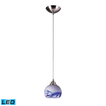 Elk Lighting, Inc. Mela 1 Light Pendant in Satin Nickel & Mountain Glass