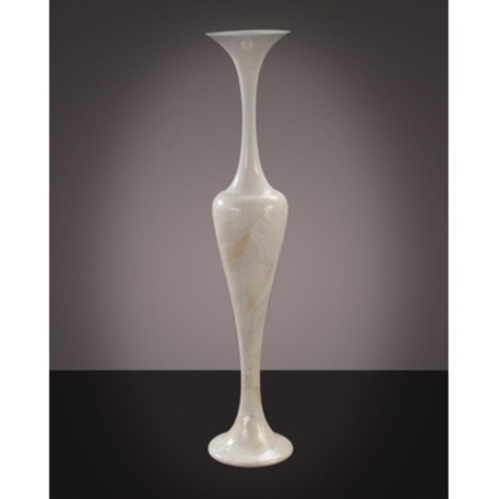 Howard Elliott 22096 Tall Wood Vase w/ Mother of Pearl Shell & Glossy Cream Lacquer