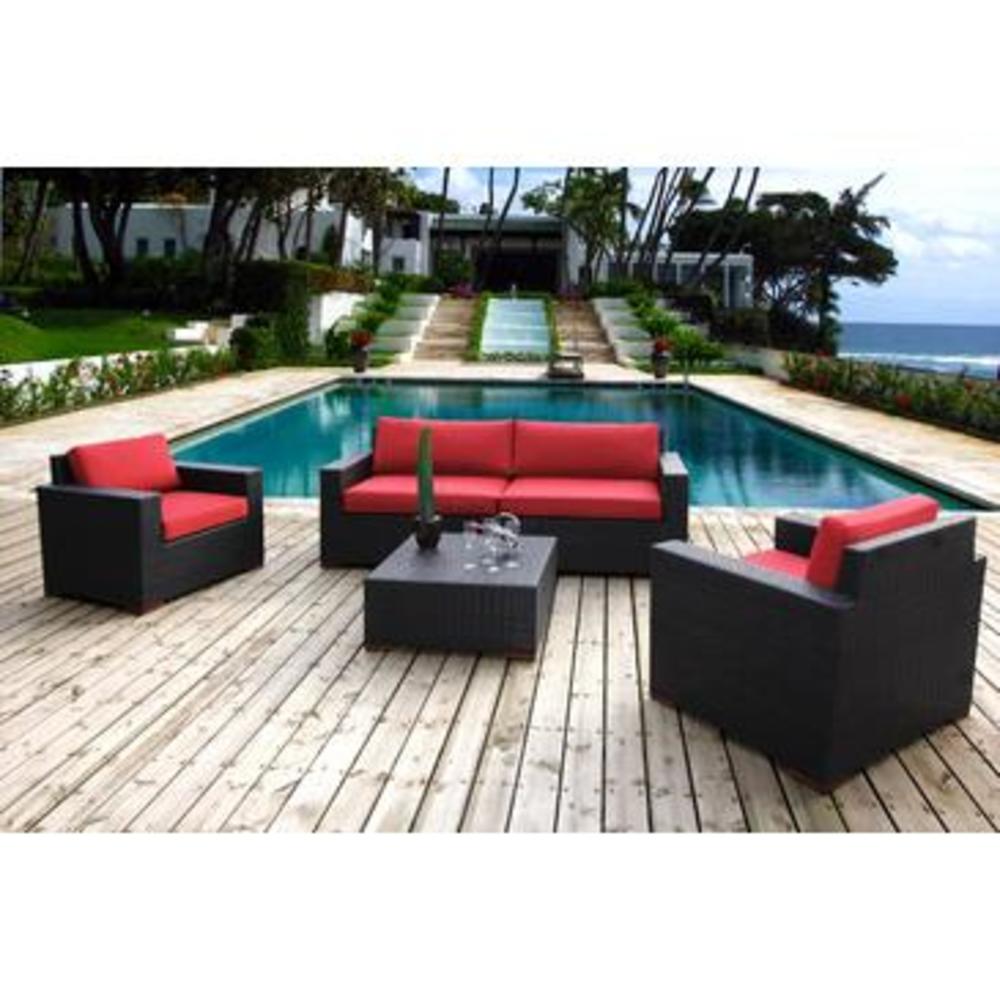 Bellini Home and Gardens Bellini Bali 5- Piece Deep Seating Sofa Set in Dura-Fast Red Olefin