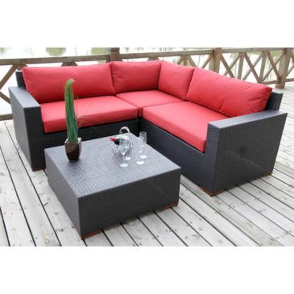 Bellini Home and Gardens Bellini Bali 4- Piece Conversation Sectional Seating in Dura-Fast Red Olefin