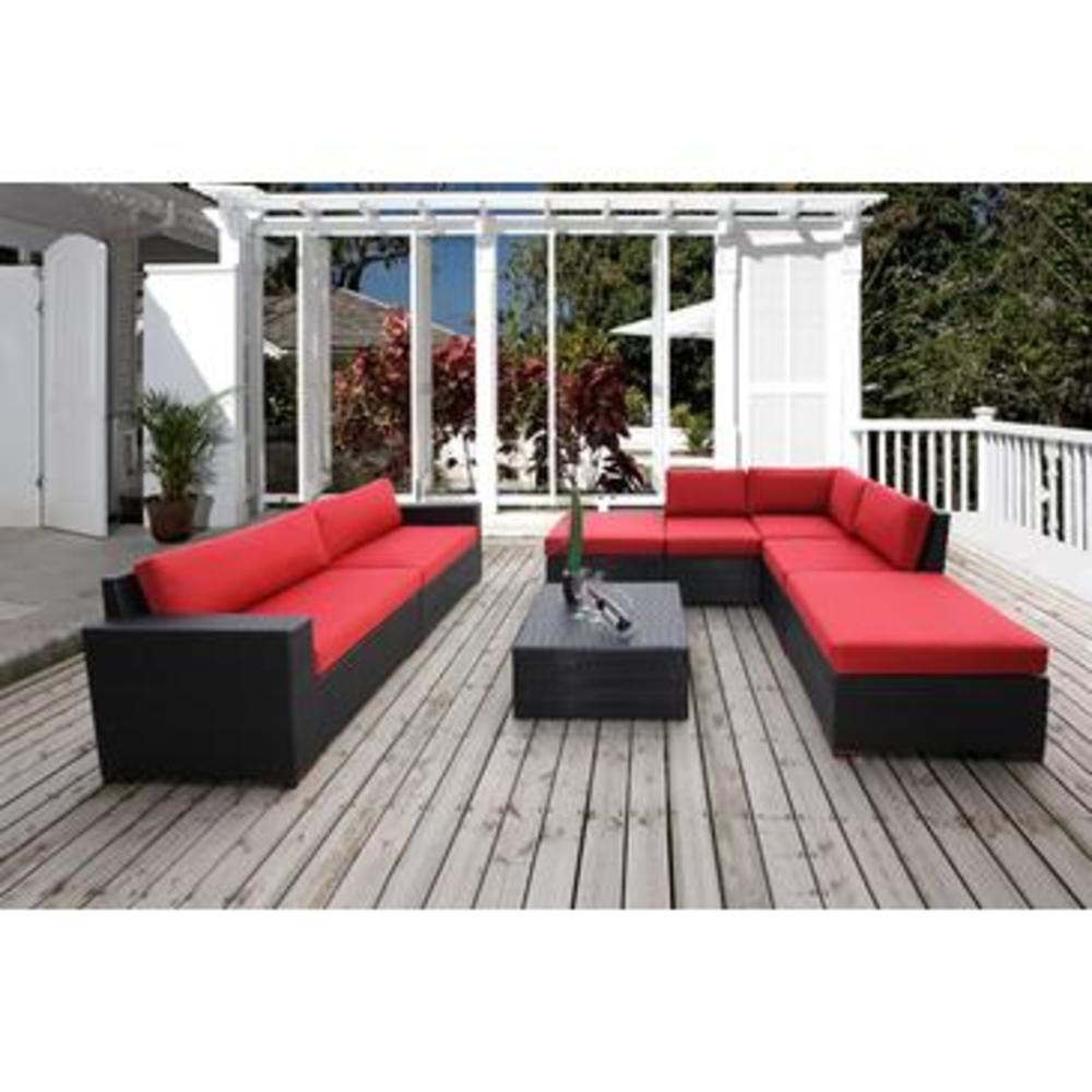 Bellini Home and Gardens Bellini Bali 8- Piece Conversation Sofa Sectional Seating in Dura-Fast Red Olefi