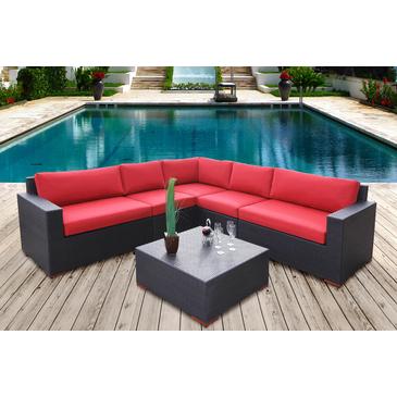 Bellini Home and Gardens Bellini Bali 6- Piece Conversation Sectional Seating in Dura-Fast Red Olefin
