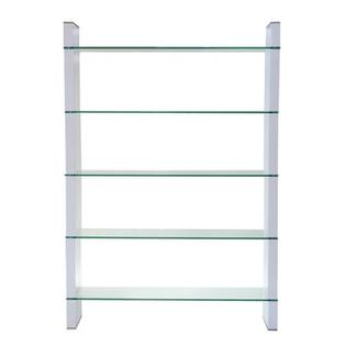 Diamond Sofa 80 Inch Glass Bookcase Or Room Divider In White Diamond Sofa 80 Inch Glass Bookcase Or Room Divider In White