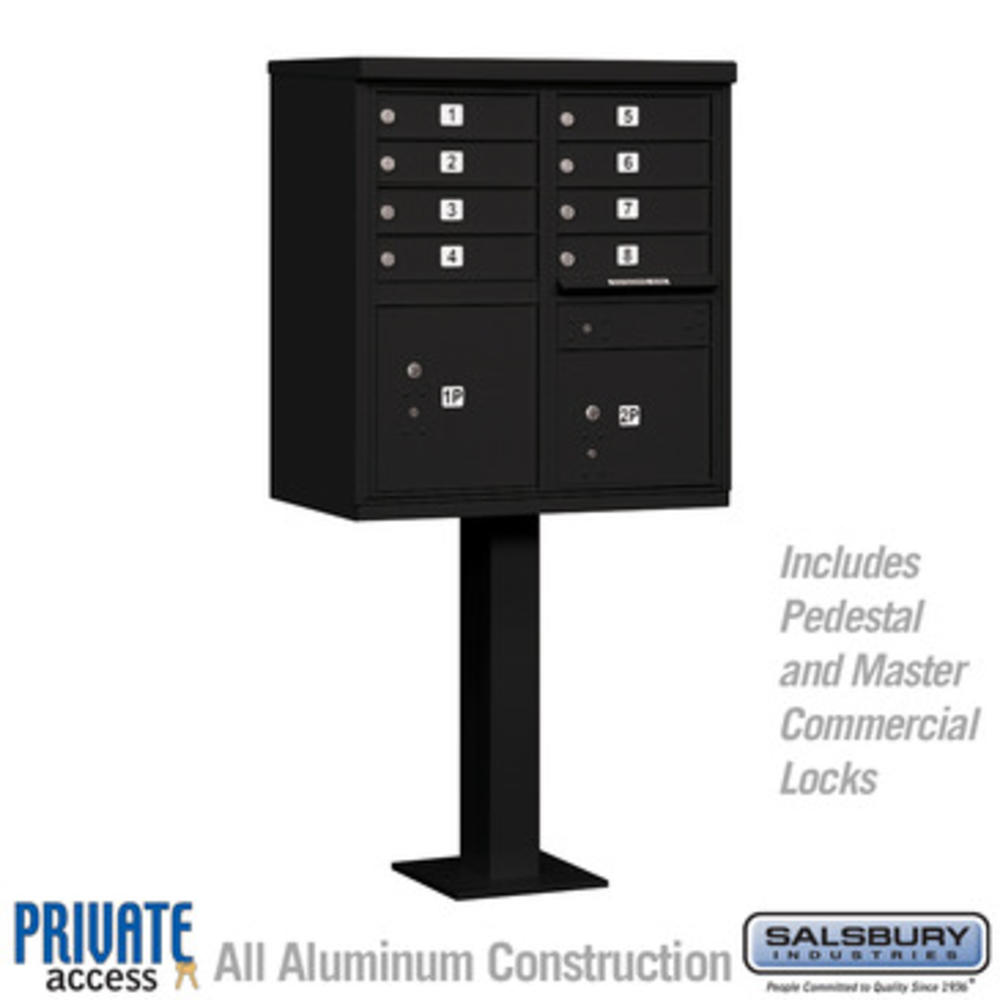Salsbury Industries Cluster Box Unit (Includes Pedestal and Master Commercial Locks) - 8 A Size Doors - Type I  No