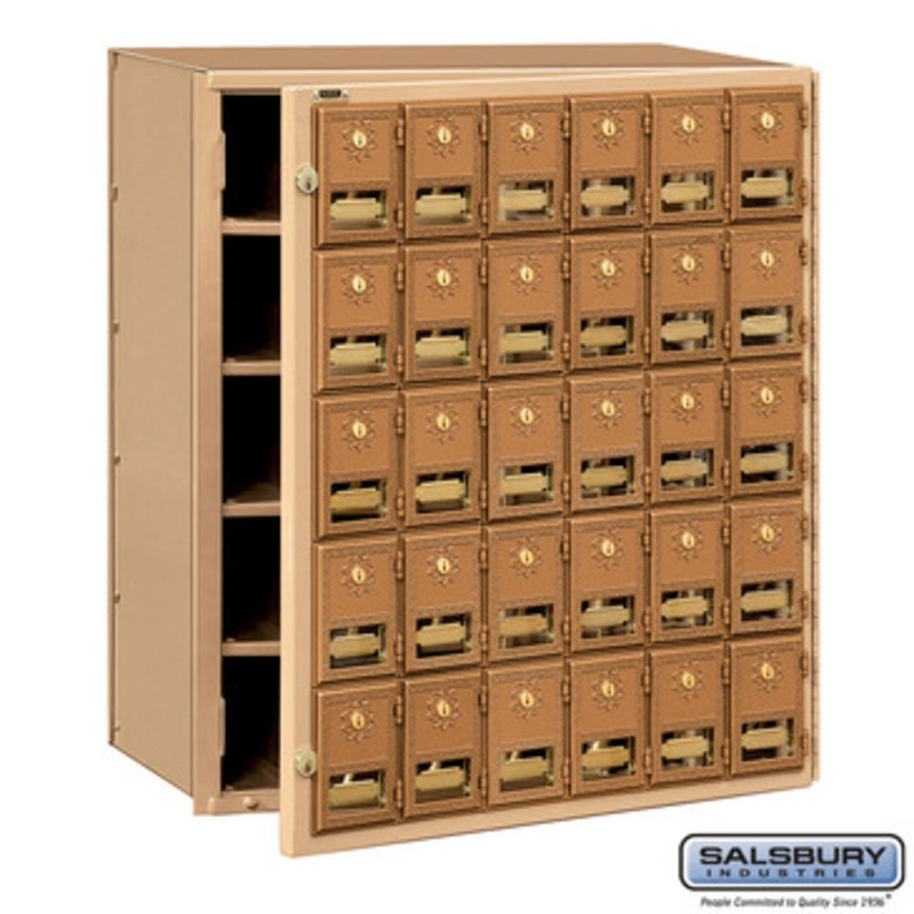 Salsbury Industries Brass Mailbox - 30 Doors  Front