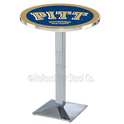Holland Bar Stool L217 University of Pittsburgh 36&quot; Tall - 30&quot; Top Pub Table with Chrome Finish