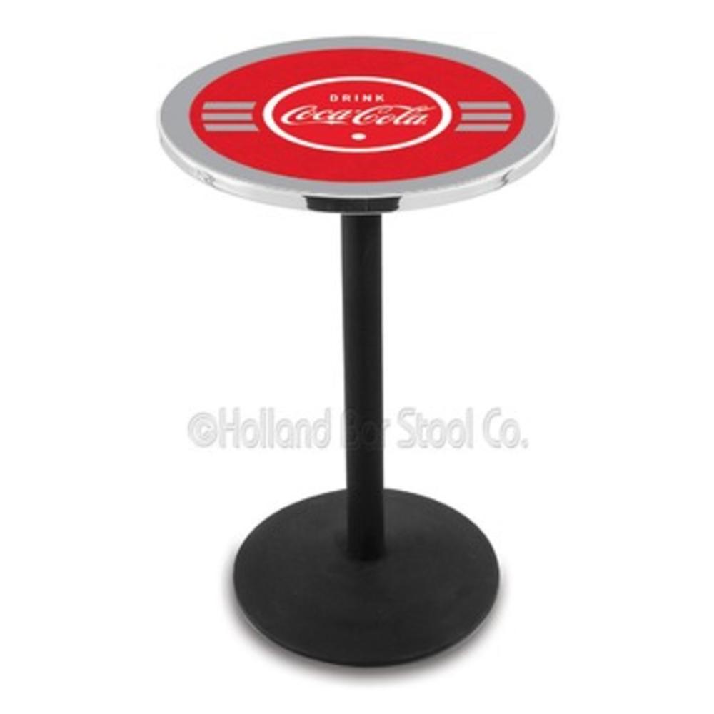 Holland Bar Stool L214 - Black Wrinkle Coca-Cola Pub Table W/ Silver Accents 36 Inch