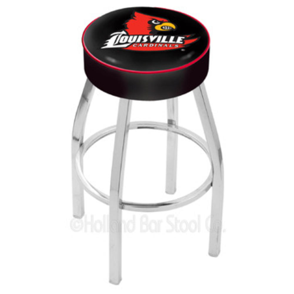 Holland Bar Stool L8C1 - 4 Inch Louisville Cushion Seat w/ Chrome Base Swivel Bar Stool 25 Inch