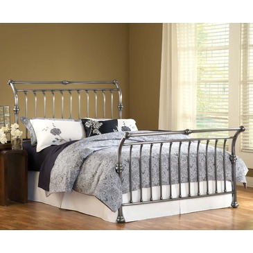 Hilale Markam Metal Sleigh Bed In Antiqued Nickel King Hilale Markam Metal Sleigh Bed In, Metal Sleigh Bed King
