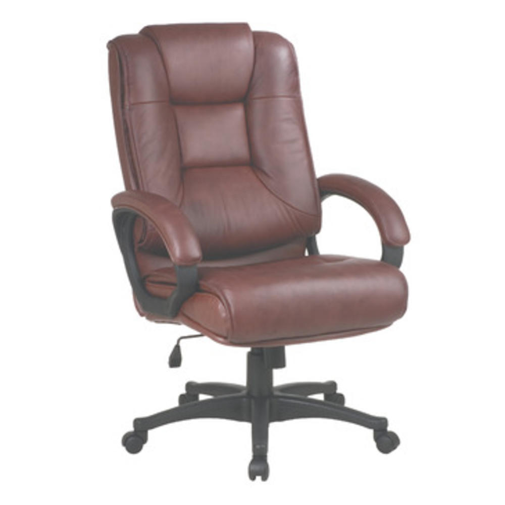 Office Star Work Smart EX Series EX5162-G8 Executive High Back Saddle Glove Soft Leather Chair